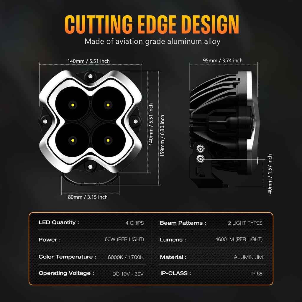 HALO Series 6" LED Pods (Spot+Flood)Combined beam