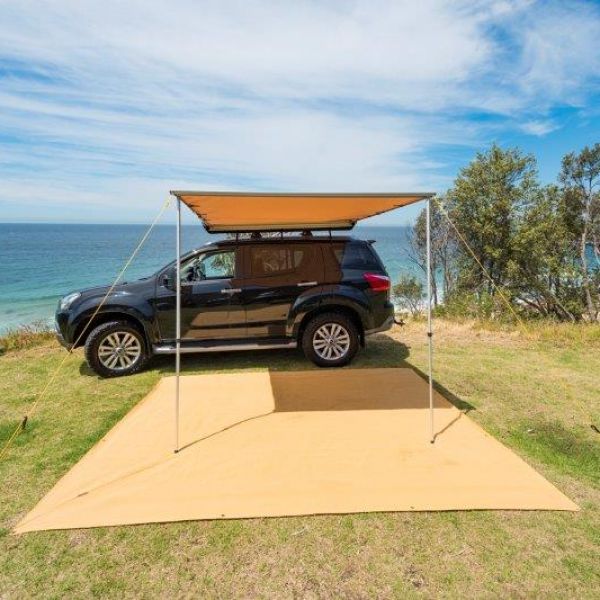 ALL-TOP Awning 2.5m x 2.5m Rooftop Pull-Out Retractable 4x4 Weather-Proof UV50+ Side Awning for Jeep/SUV/Truck/Van