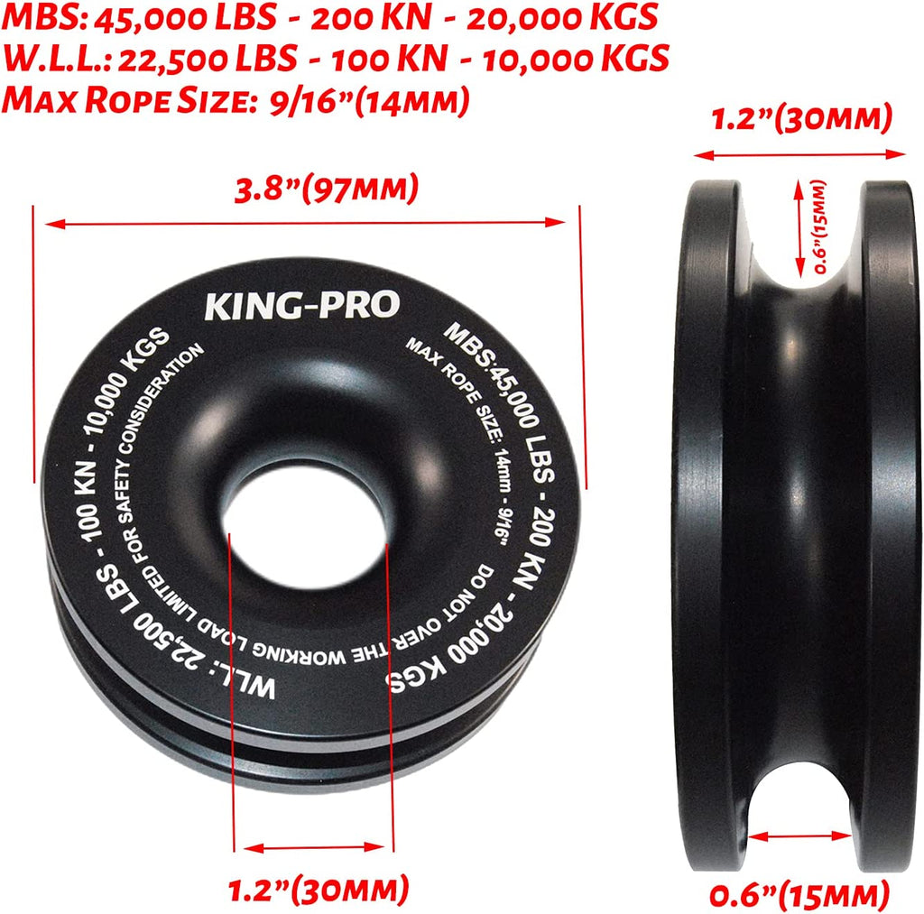 KING PRO Snatch Recovery Ring, 45000 lbs Winch Snatch Block Pulley Towing Ring,