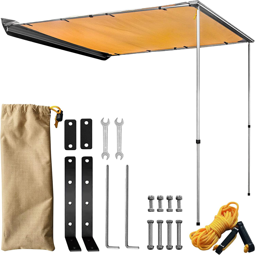 ALL-TOP Awning 2.5m x 2.5m Rooftop Pull-Out Retractable 4x4 Weather-Proof UV50+ Side Awning for Jeep/SUV/Truck/Van