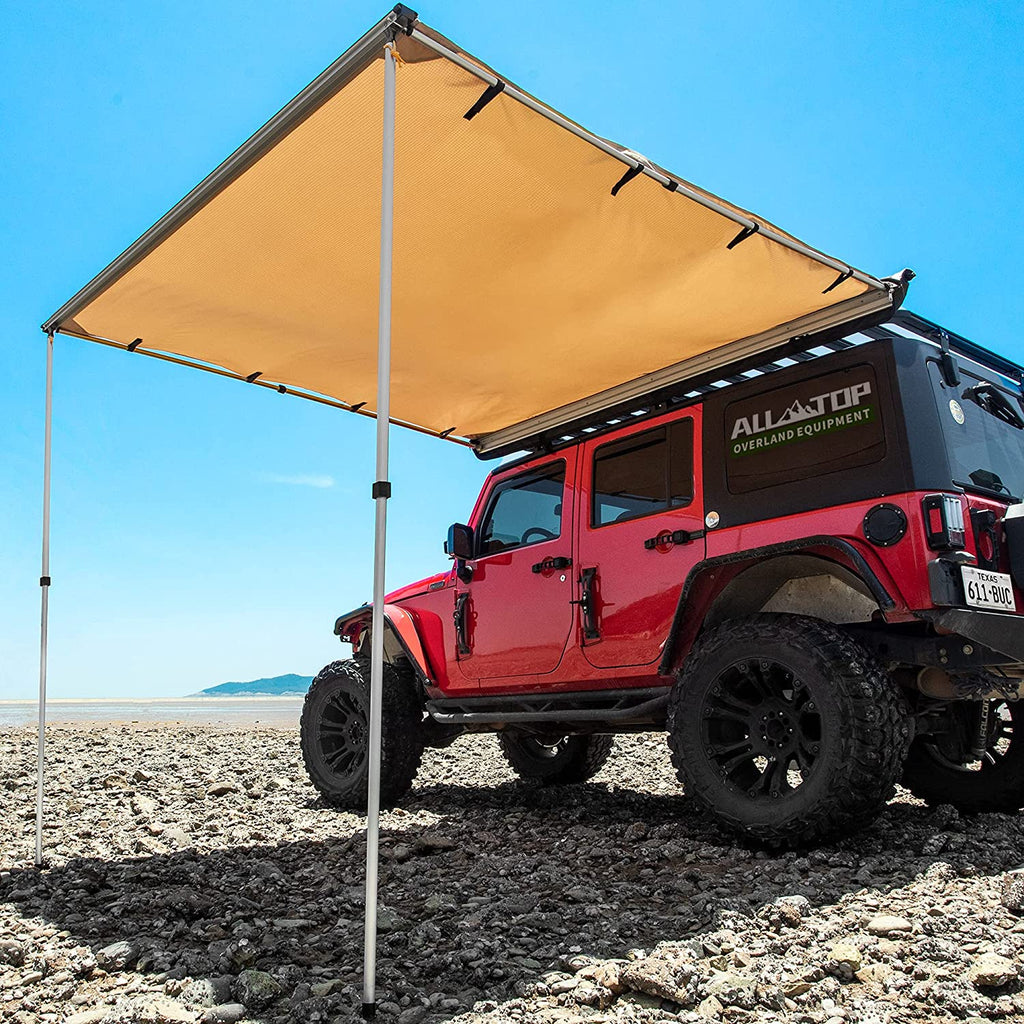 ALL-TOP AWNING 2.0M X 2.5M ROOFTOP PULL-OUT RETRACTABLE 4X4 WEATHER-PROOF UV50+ SIDE AWNING FOR JEEP/SUV/TRUCK/VAN