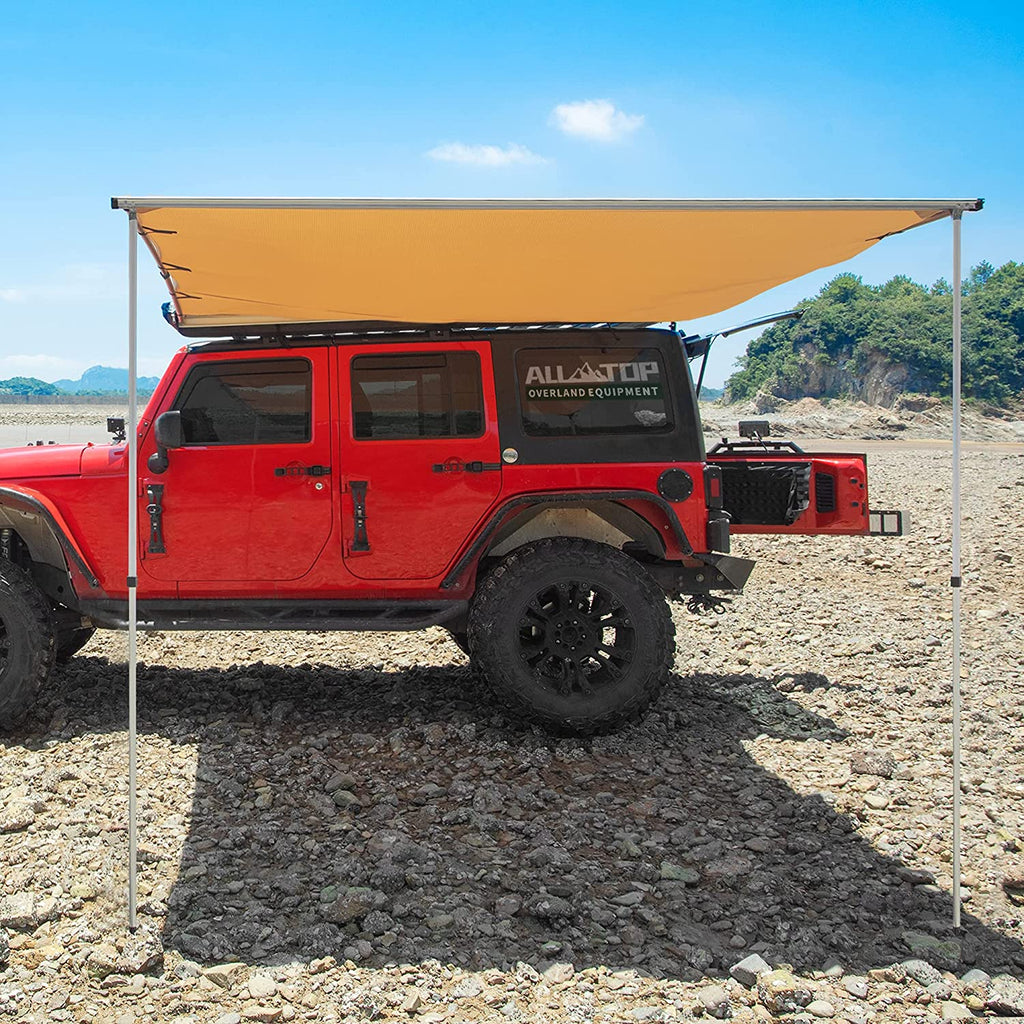 ALL-TOP Awning 2.5m x 2.5m Rooftop Pull-Out Retractable 4x4 Weather-Proof UV50+ Side Awning for Jeep/SUV/Truck/Van